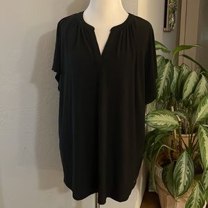 Jones New York Black Cap-Sleeve Knit Top - 2X